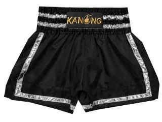Kanong Muay Thai-Box Nadrág : KNS-140-Fekete-Ezüst